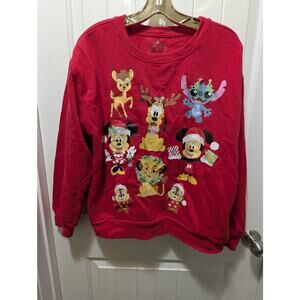 Disney 100 Mickey Holiday LIGHT UP Red Christmas Sweatshirt Holiday Size M